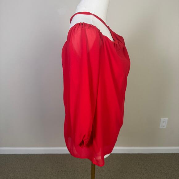 Vemvan Spaghetti Halter Off The Shoulder Red Lightweight Top US Womens M - Picture 5 of 9